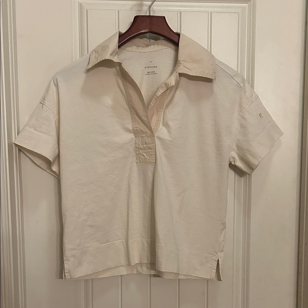 Everlane Cream Short-Sleeve Polo Tee